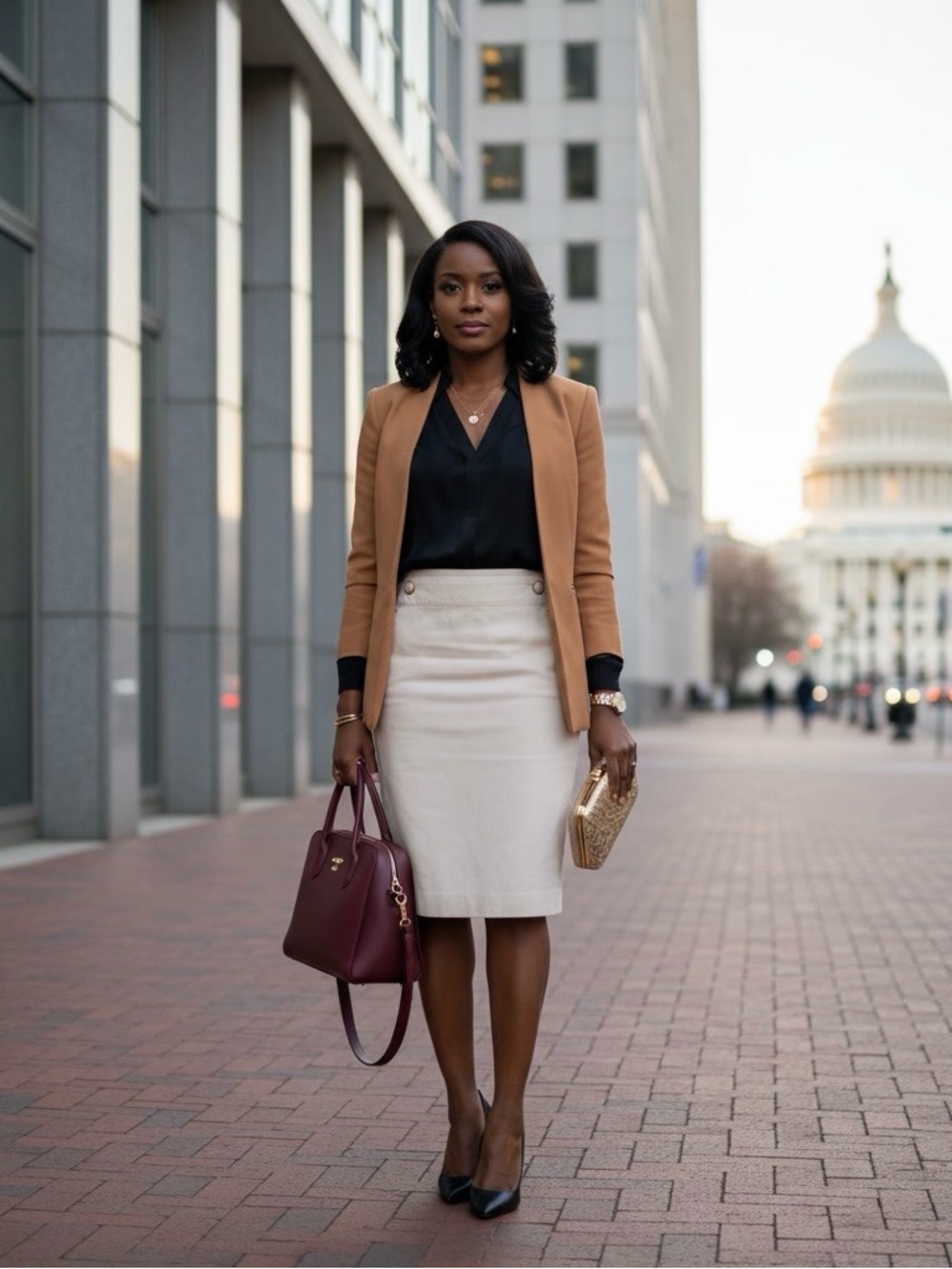 Banana Republic Factory Cream Pencil Skirt with Button Waist Details - Size 6